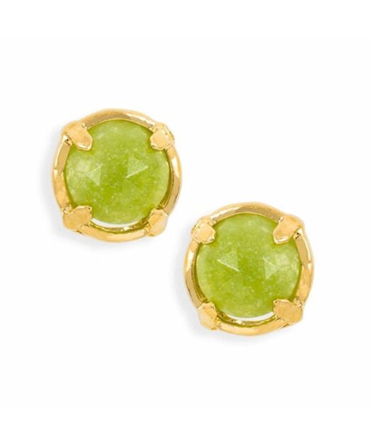 Pendientes de jade verdes fabricados en plata con un baño de oro 18 K