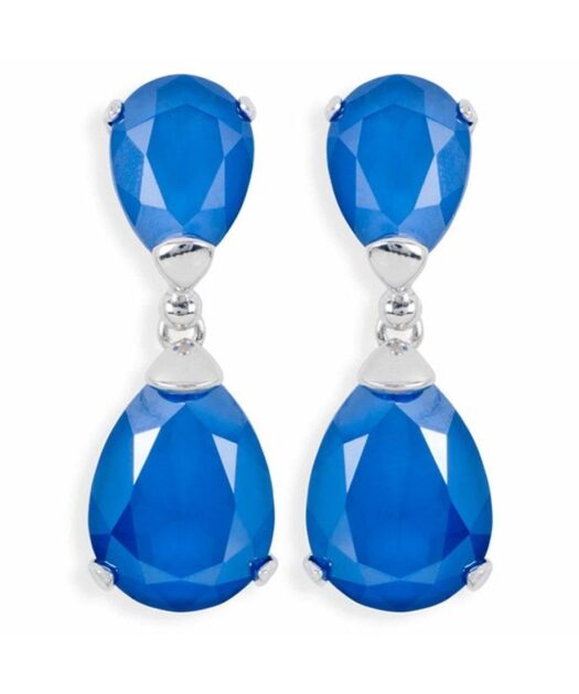 Pendientes de lágrimas azules con cristal Swarovski mate de plata