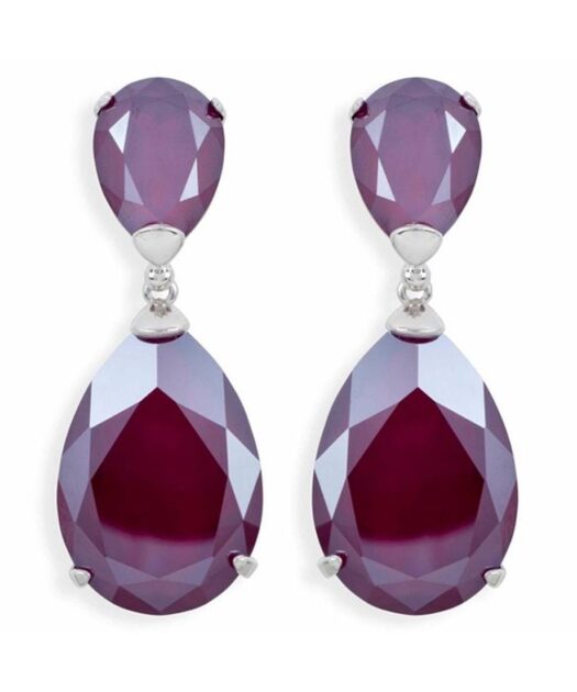 Pendientes de lágrimas color púrpura con Swarovski Elements en plata rodinada
