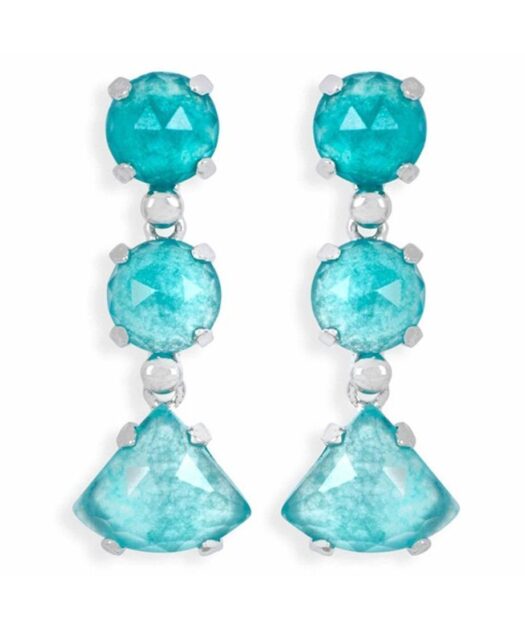Pendientes largos piedras de jade azules de plata de ley rodinada