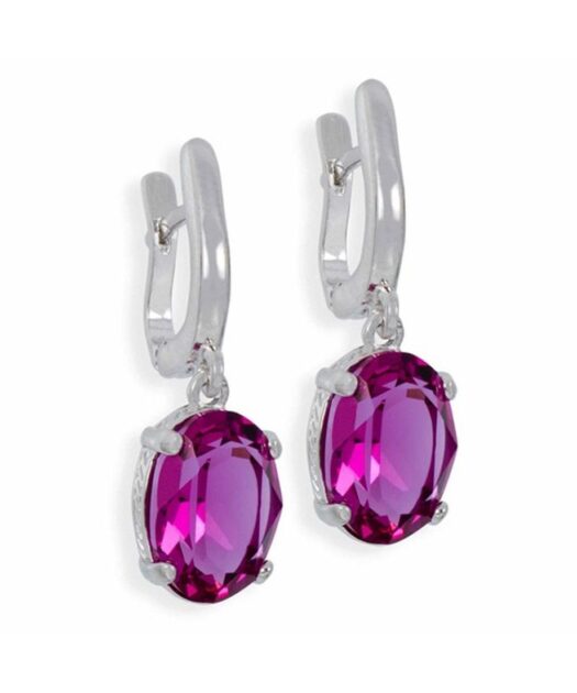 Pendientes morados cierre catalán de plata rodinada con Swarovski