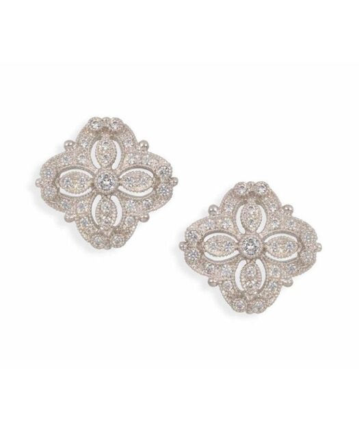 Pendientes novia cortos de plata de ley con cristales Swarovski