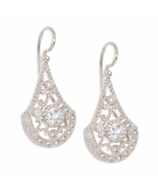 Pendientes novia de gancho cerrado en plata de ley con un baño de rodio y Swarovski Elements