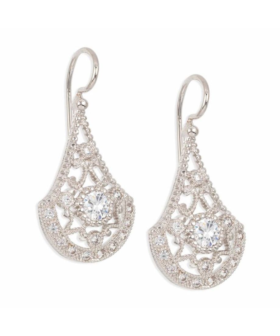 Pendientes novia de gancho cerrado en plata de ley con un baño de rodio y Swarovski Elements Pendientes novia de gancho cerrado en plata de ley con un baño de rodio y Swarovski Elements