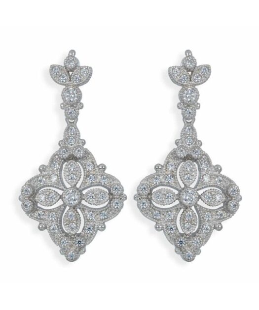 Pendientes novia originales de plata de ley bañada en rodio con cristales Swarovski