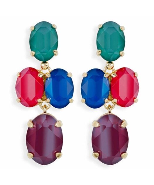 Pendientes oro amarillo de colores en plata con Swarovski Elements