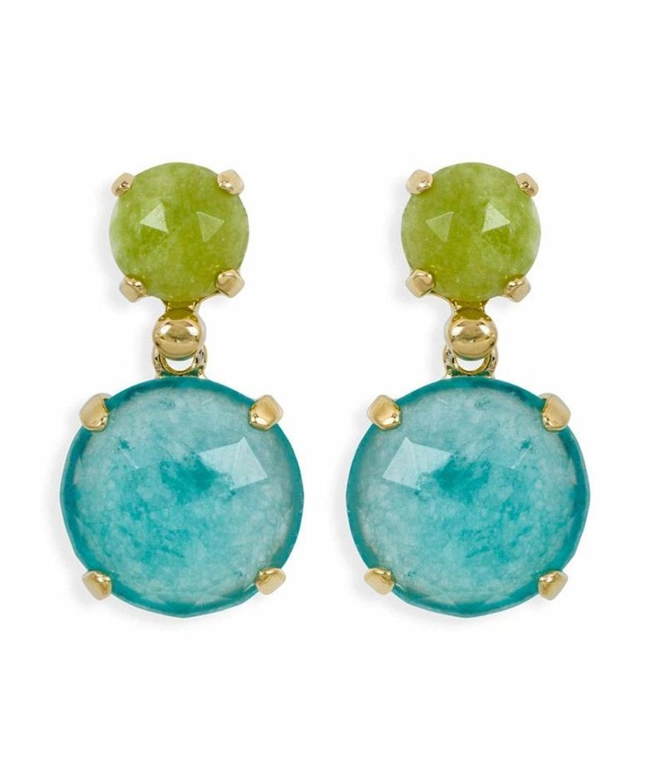 Pendientes oro rosa con piedras de jade fabricados en plata de ley