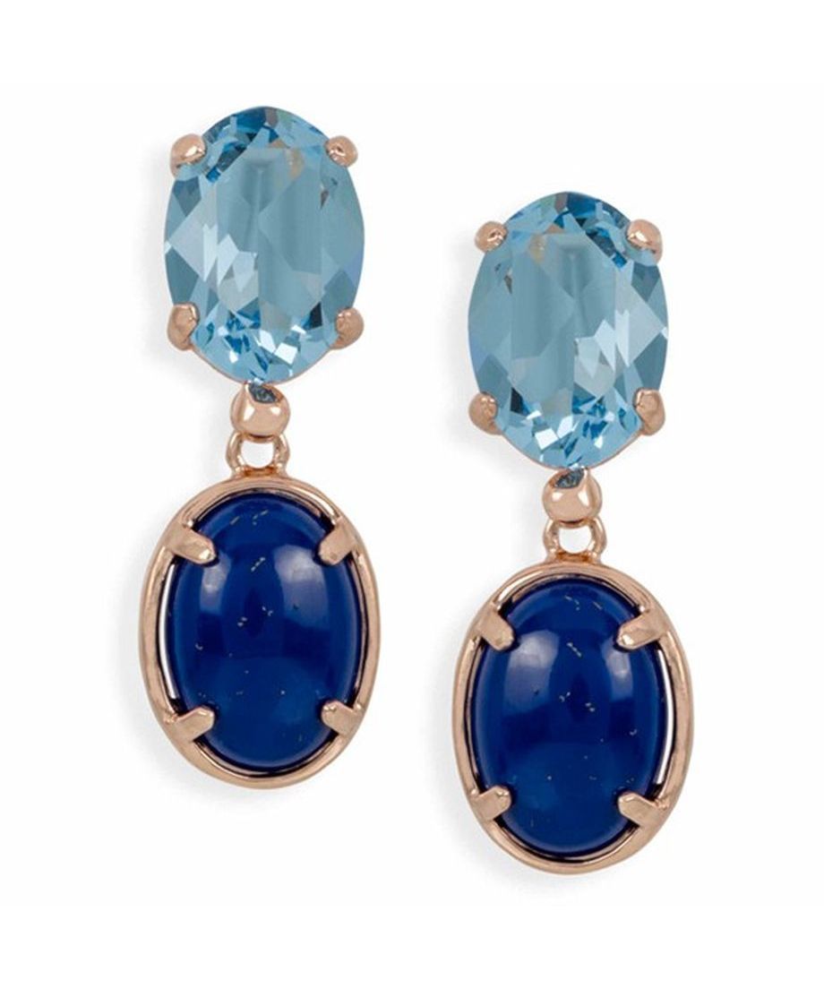 Pendientes oro rosa en tonos azules de plata de primera ley