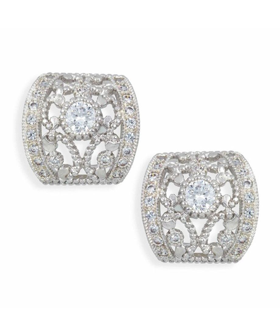 Pendientes pegados novia de plata de primera ley con Swarovski Elements Pendientes pegados novia de plata de primera ley con Swarovski Elements