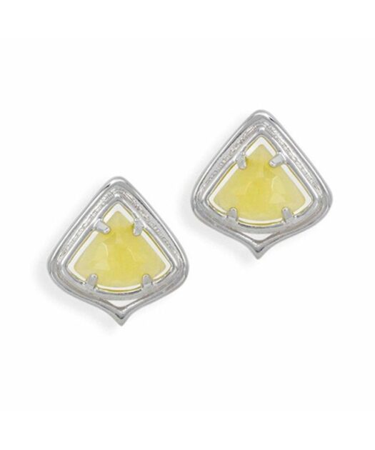 Pendientes plata con jade amarillo y cierre tipo omega