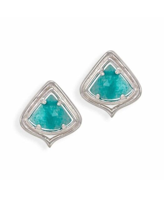 Pendientes plata con jade azul de cierre tipo omega