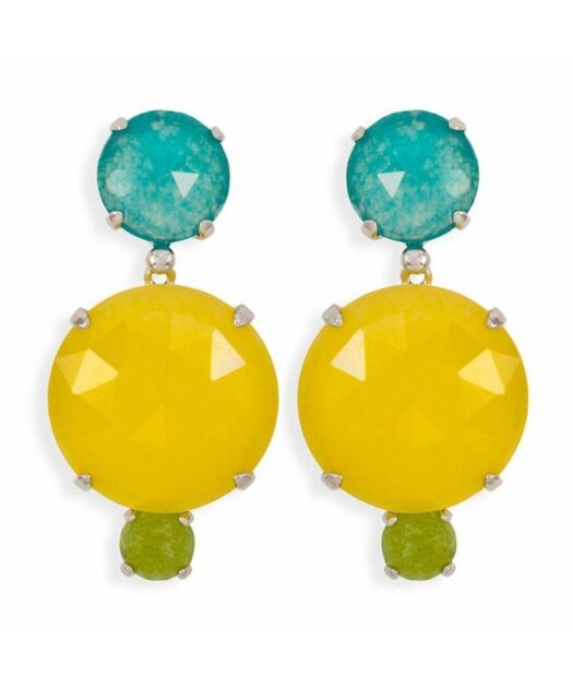 Pendientes plata largos de jade con un baño de rodio