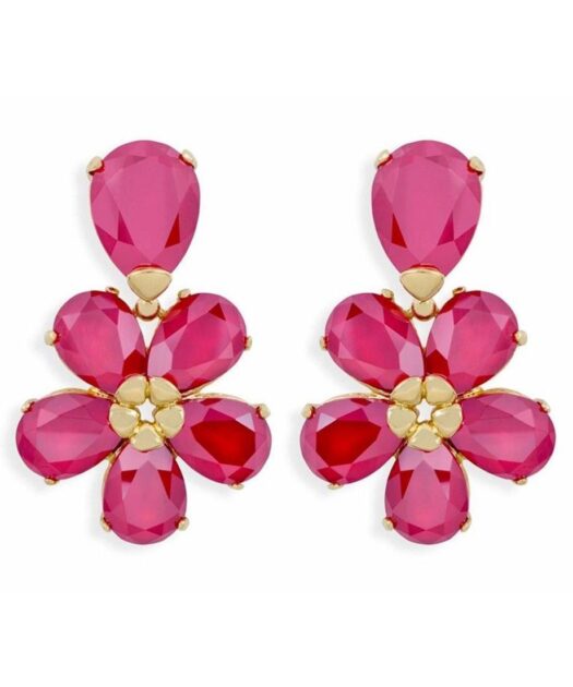 Pendientes rojos y dorados de plata bañada en oro con Swarovski Elements