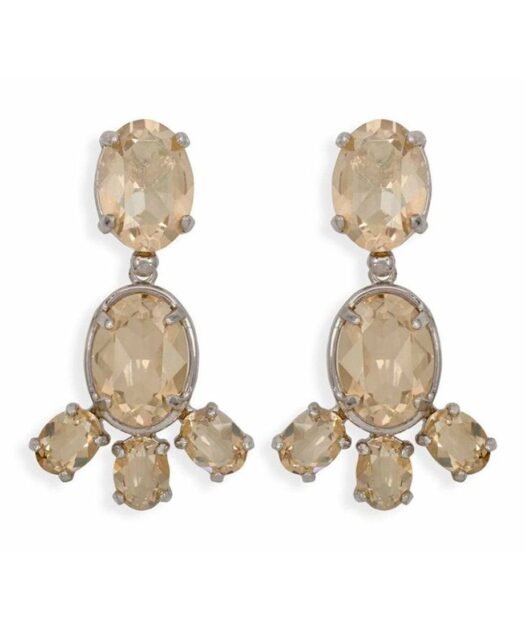 Pendientes Swarovski color fumé de plata de ley rodinada
