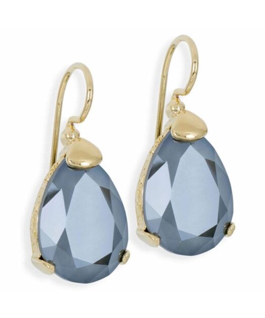 Pendientes Swarovski Elements grises de plata bañada en oro amarillo