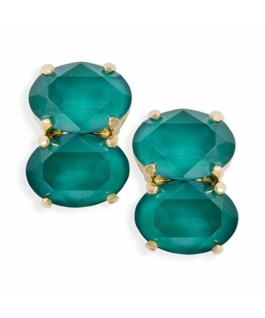 Pendientes verde botella de plata bañada en oro amarillo con cristal Swarovski