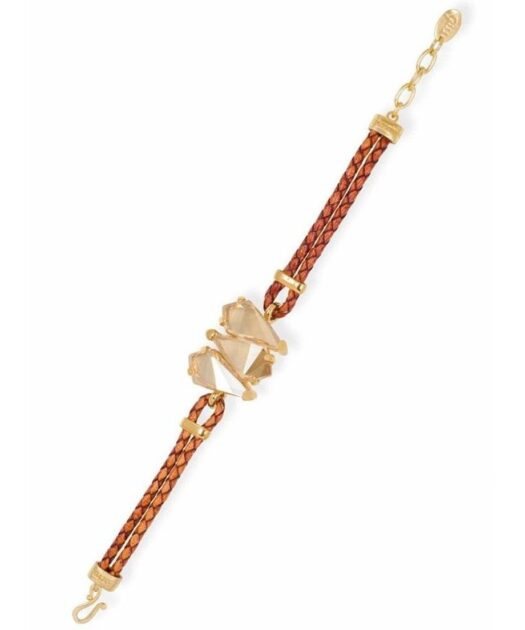 Pulsera cuero marrón con Swarovski Elements color fumé