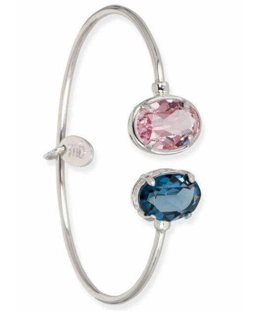 Pulsera de aro de plata con Swarovski Elements rosas y azules