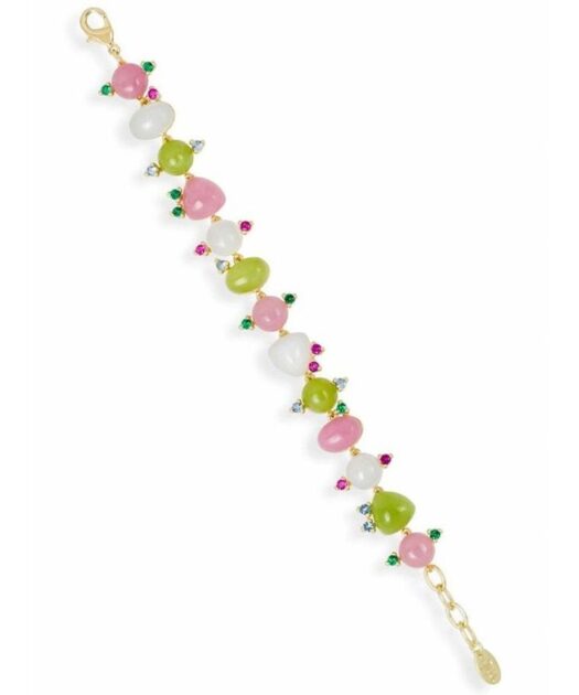 Pulsera de piedras de jade natural fabricada en plata de ley