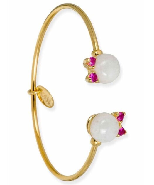 Pulsera dorada con jade blanco de plata de primera ley