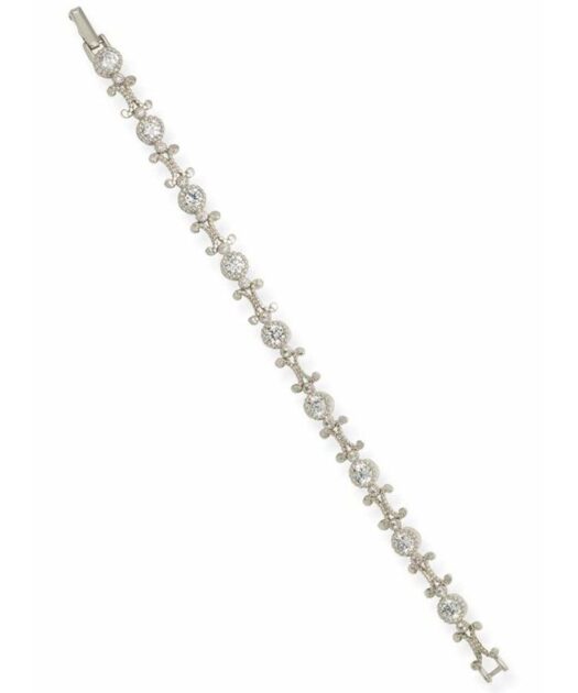 Pulsera novia boda de plata bañada en rodio con cristales Swarovski