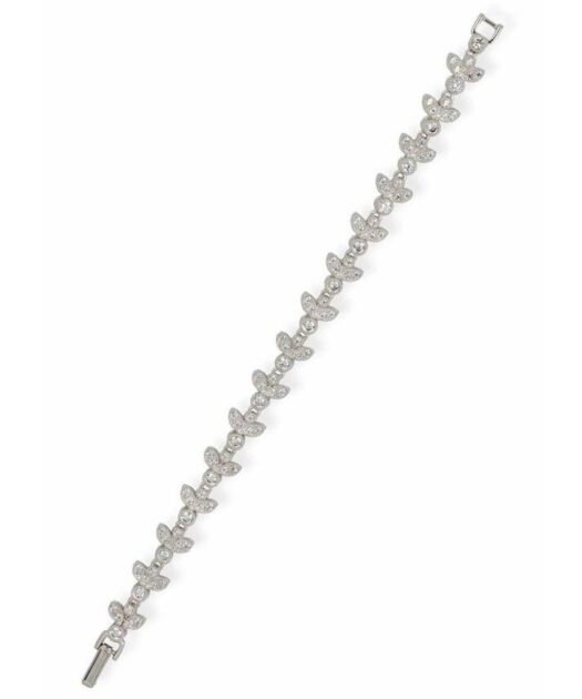 Pulsera novia Swarovski Elements blancos fabricada en plata de primera ley con acabado rodinado