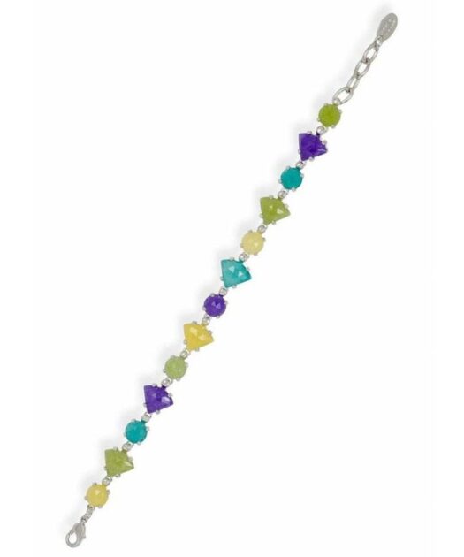 Pulsera piedras jade de plata de primera ley rodinada