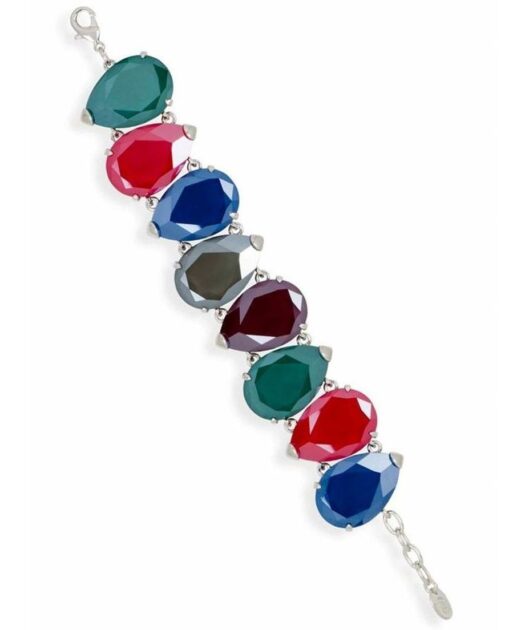 Pulsera plata con cristales Swarovski de colores y baño de rodio