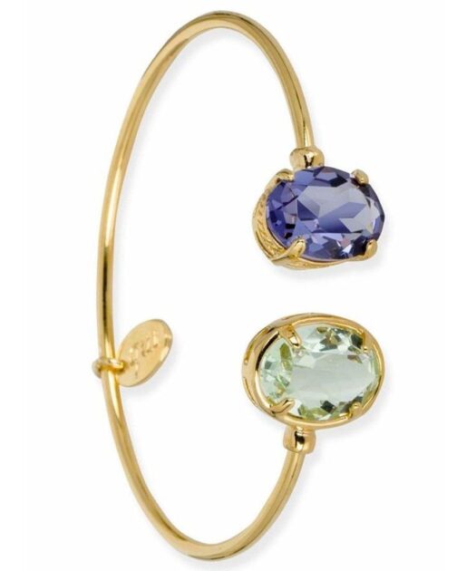 Pulsera de aro con cristales Swarovski de plata de ley bañada en oro amarillo