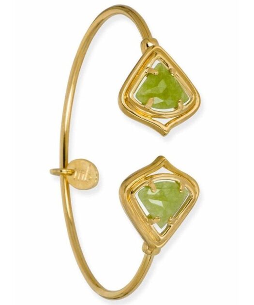 Pulsera dorada jade verde fabricada en plata de ley