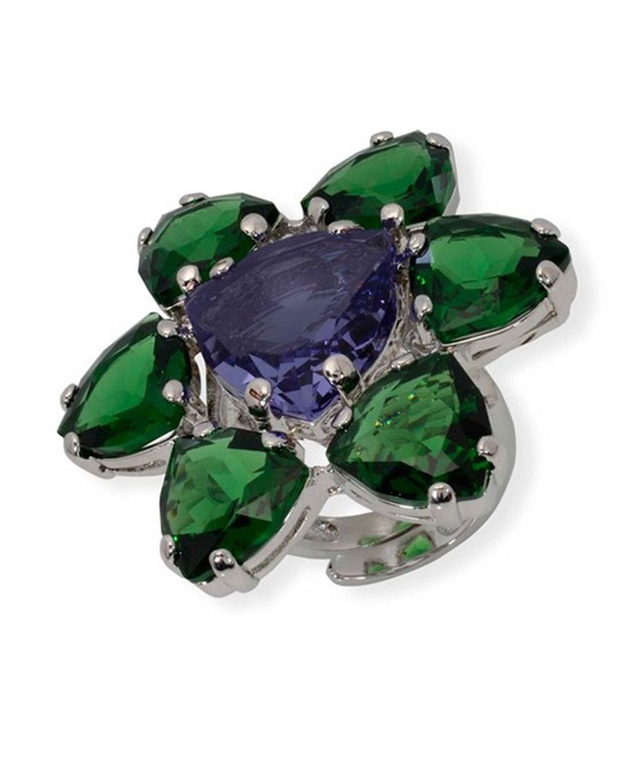 Anillo Swarovski verde y violeta de plata bañada en rodio Anillo Swarovski verde y violeta de plata bañada en rodio
