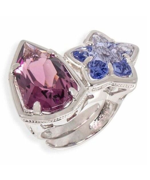 Anillo morado y violeta con una estrella de plata de primera ley bañada en rodio.
