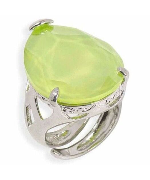 Anillo Swarovski verde lima de plata de ley con un baño de rodio.