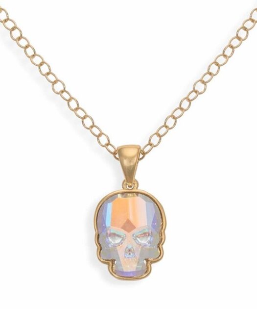 Colgante calavera dorada Swarovski con un baño de oro amarillo fabricado en plata de ley