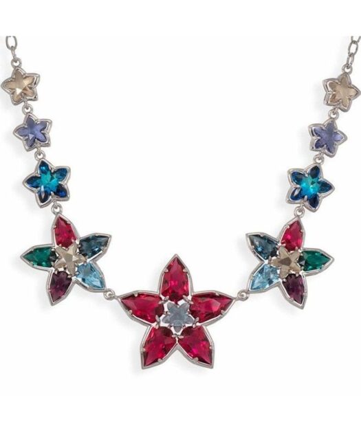 Collar Swarovski con estrellas de colores y cierre de mosquetón.