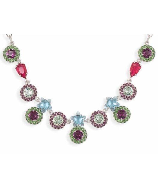 Collar de plata con Swarovski Elements y estrellas azules bañado en rodio.
