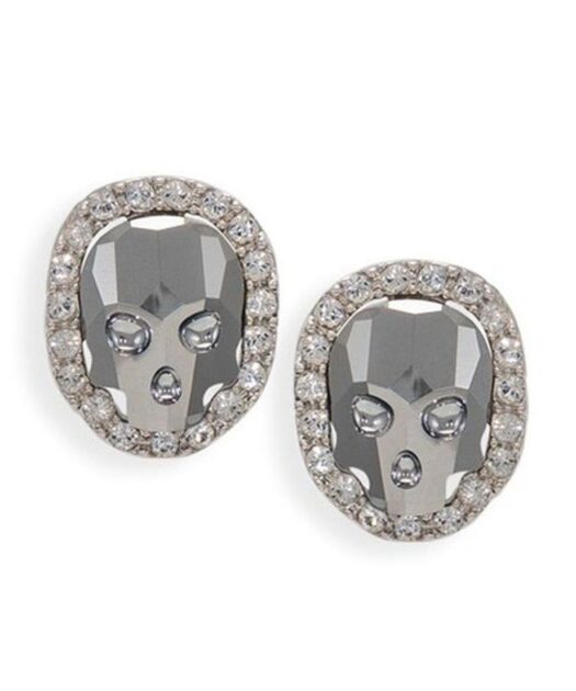 Pendientes grises de calaveras con cristales Swarovski