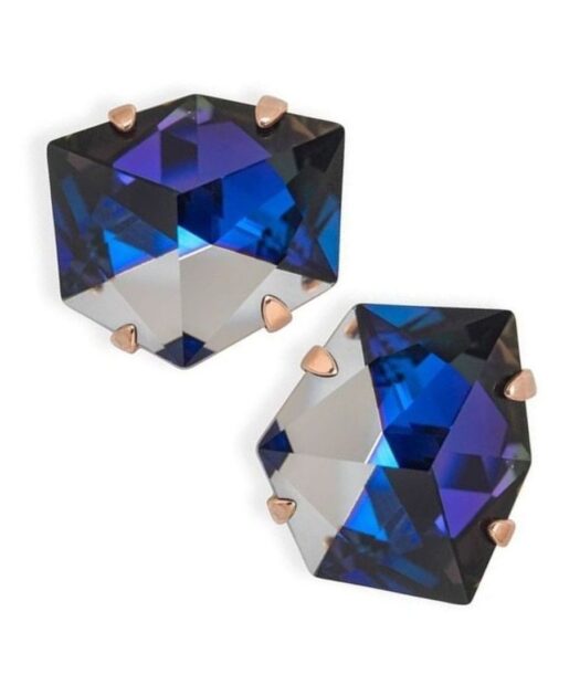 Pendientes ciclón con cristales Swarovski color violeta de plata de ley con un baño de oro rosa.