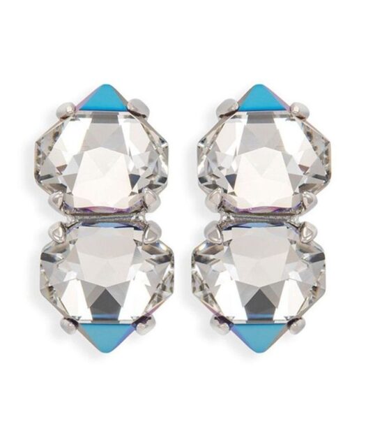 Pendientes ciclón dobles con Swarovski Elements grises de plata de ley con un baño de rodio