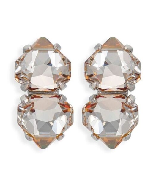 Pendientes ciclón dobles con Swarovski Elements marrones de plata de ley con un baño de rodio.