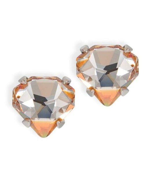 Pendientes cortos ciclón con cristales marrones de plata rodinada