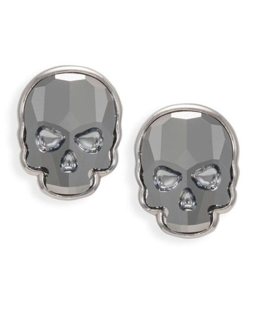 Pendientes grises con forma de calavera