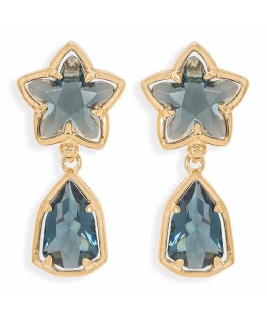 Pendientes estrella Swarovski en tonos azules de plata bañada en oro amarillo