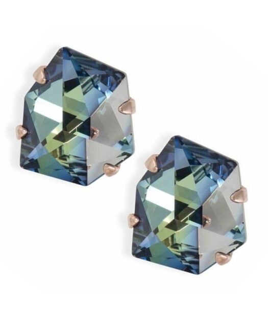Pendientes pegados ciclón con cristales Swarovski grises de plata de ley rodinada.