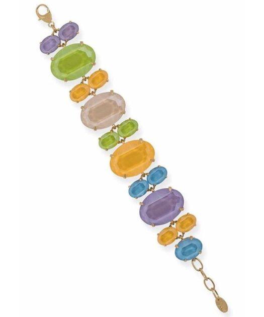 Pulsera Swarovski Elements mate de varios colores bañada en oro rosa de plata de ley con cierre de mosquetón