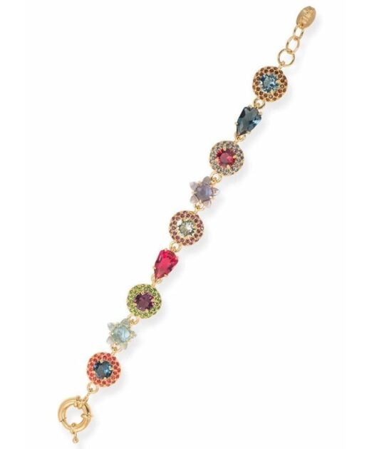 Pulsera oro amarillo con estrellas Swarovski de plata de primera ley.