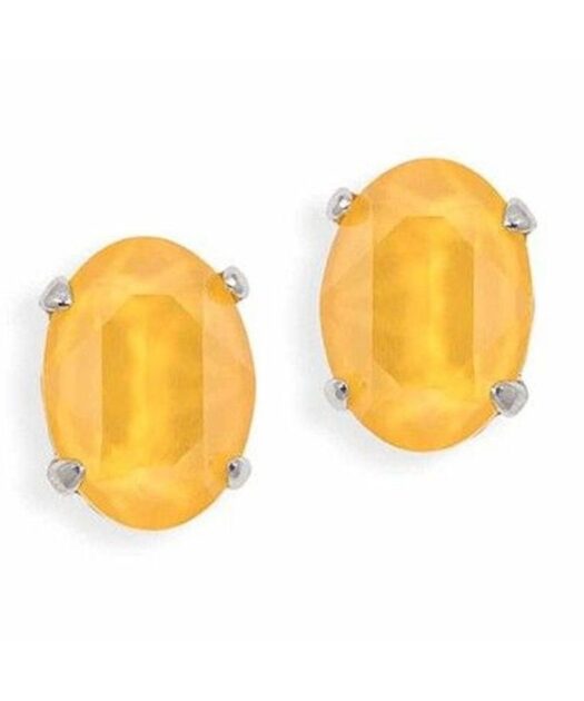 Pendientes amarillo limón pegados de plata de ley rodinada.